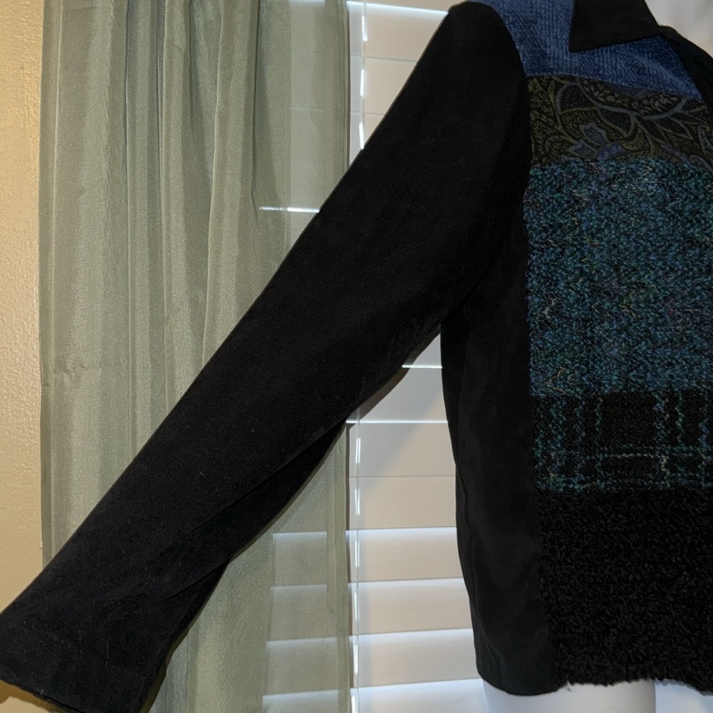 First Option Jacket Womens Small Patchwork Black … - image 3